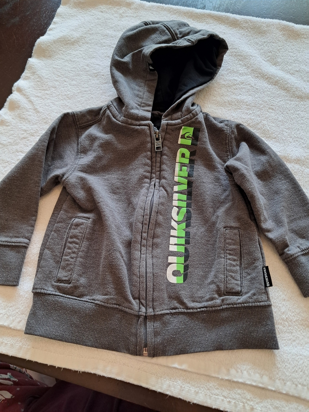 Quiksilver Kids' Gray Zip Hoodie with Green Logo
